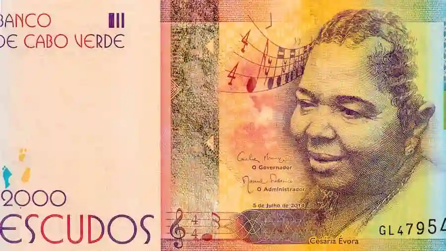 Bankbiljet met Cesária Évora.